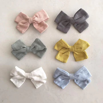 Kika Set of 2 Linen Bow Clips